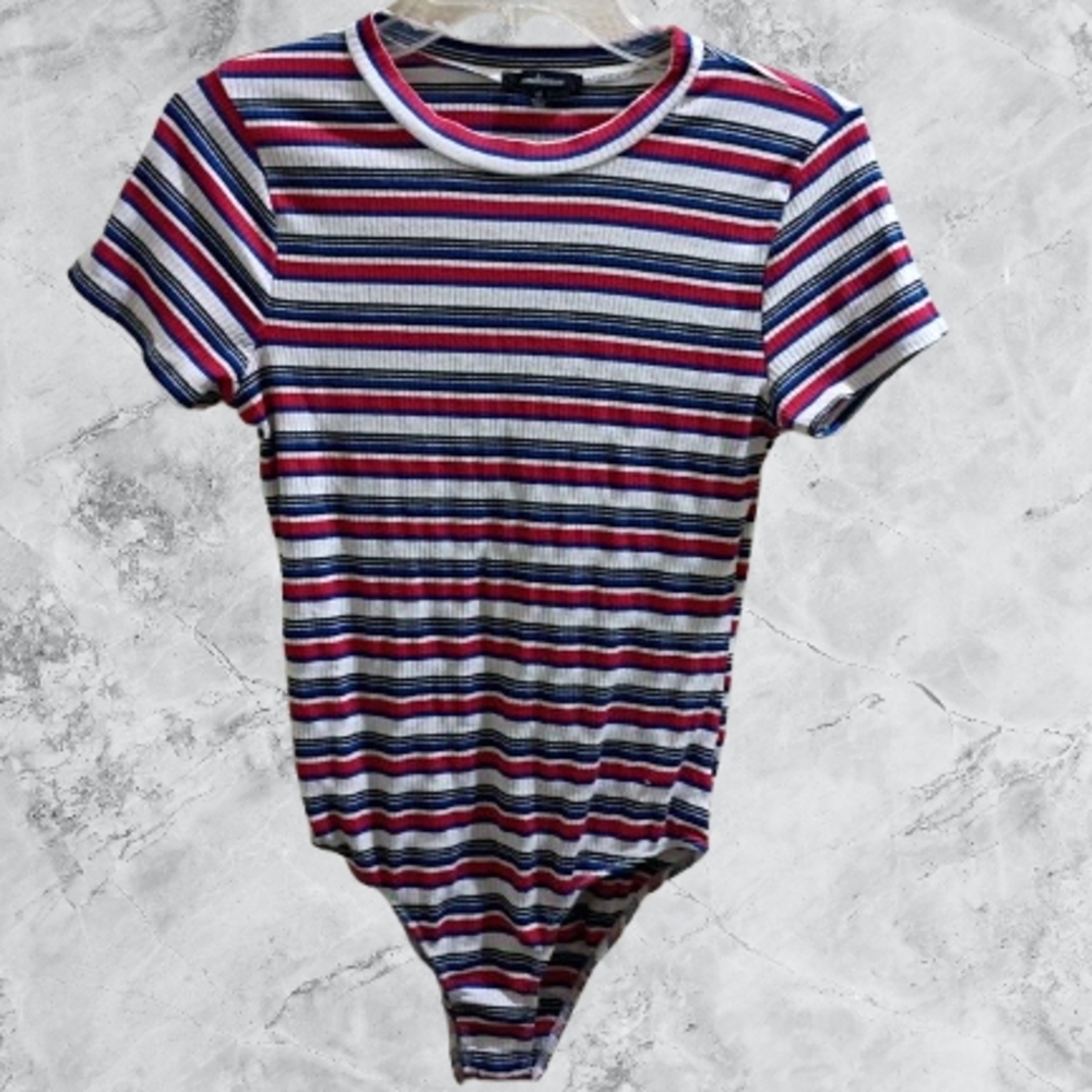 Ambiance Striped Red White Blue Bodysuit